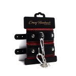 Черные наручники с красной подкладкой, строчками и скругленными ремешками (Цвет: черный с красным)