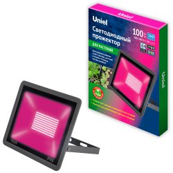 ULF-P42-100W-SPBR IP65 180-260V BLACK Прожектор для растений светодиодный. Спектр для рассады и досвечивания в период роста. Цвет черный. TM Uniel