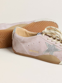 True Star in pastel pink suede with silver star and heel tab
