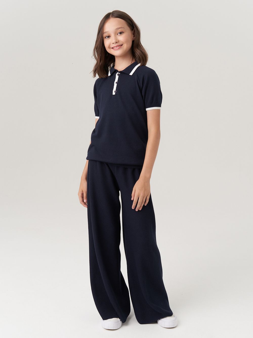 Брюки широкие для девочки AT991 синий