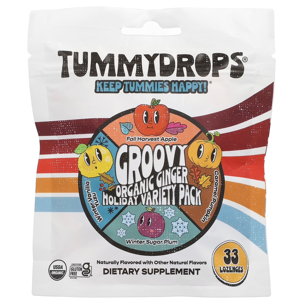 Tummydrops, органический праздничный набор пастилок с имбирем, 33 пастилки