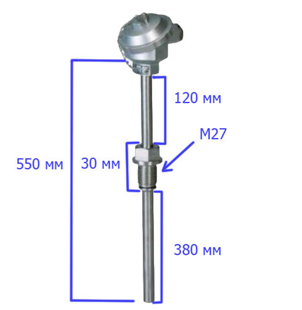 Термопара из нержавеющей стали WRN-230, тип K, D-16mm, L550/400mm (0~1300°C)