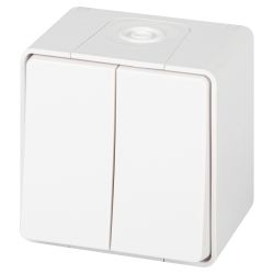 Выключатель ЭРА Эксперт 11-1504-01 двойной IP55, 10АХ-250В, ОУ, белый
