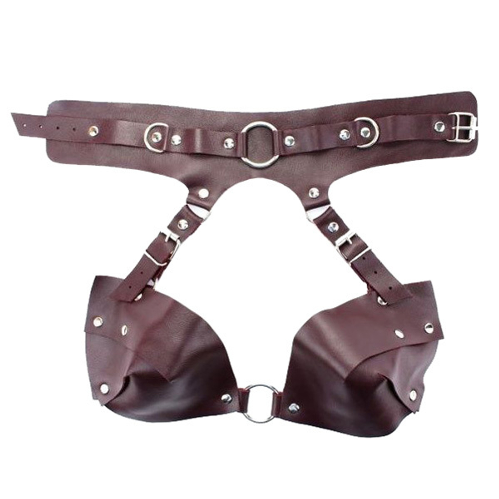 Бордовая сбруя из ошейника с лифом БДСМ Арсенал Lady's Arsenal Maroon Harness 67018