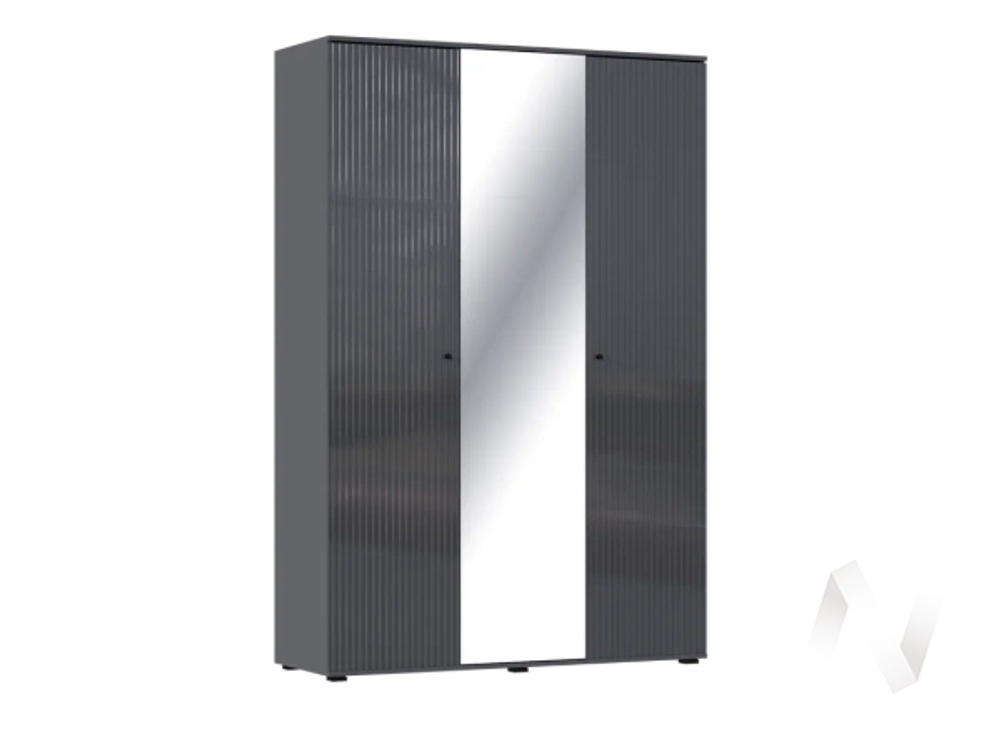 Шкаф 3-х ств. Спальня Оливия (графит/графит глянец)