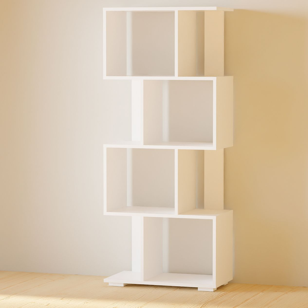 Стеллаж, 60х30х142, Дален , деревянный напольный для игрушек и для книг, белый, Dipriz