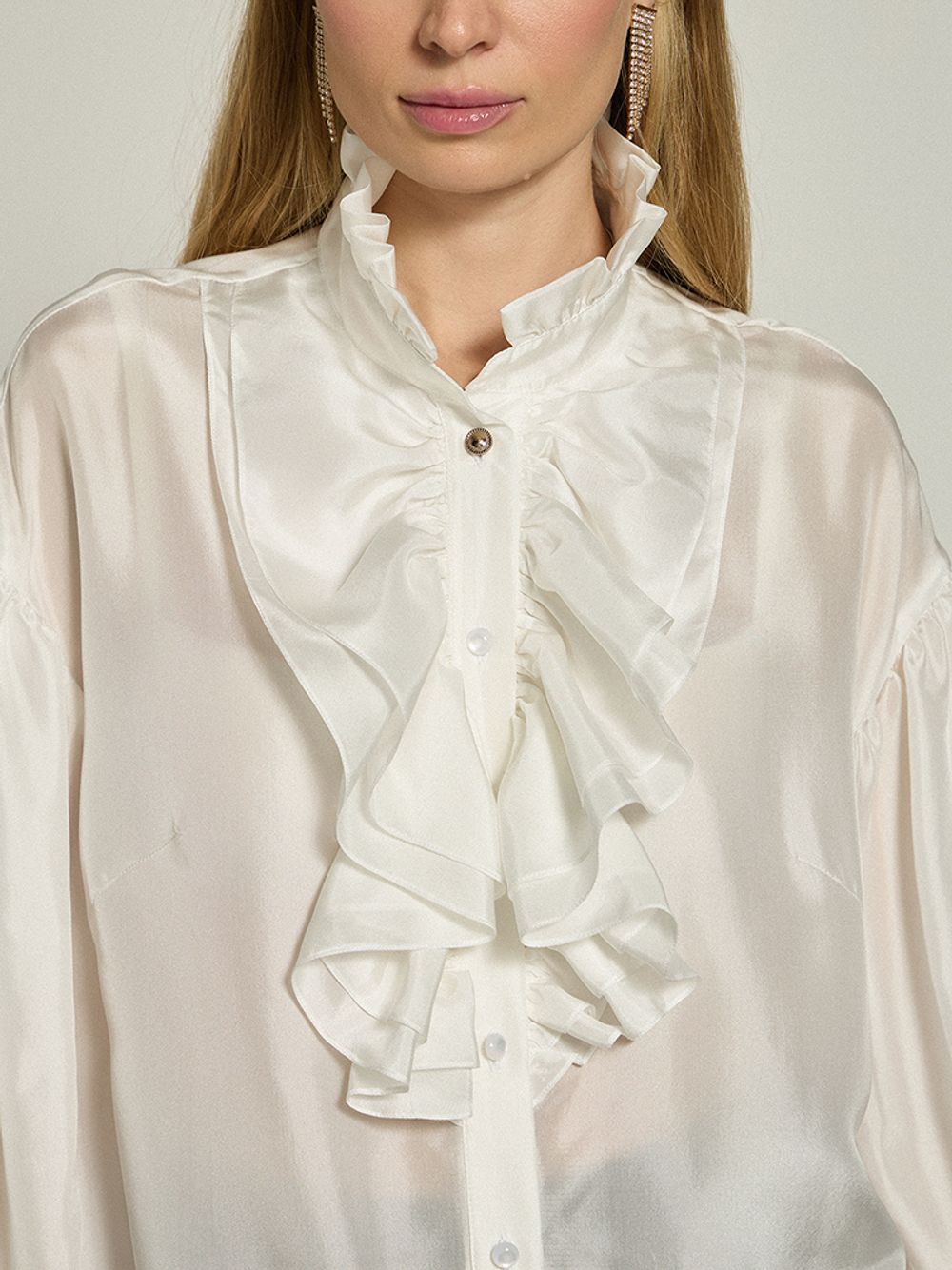 Рубашка с жабо хлопок/шелк