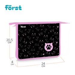 Папка для тетрадей 1 отделение, А5 Först "Kitty", 240*205*40мм, пластик, на молнии
