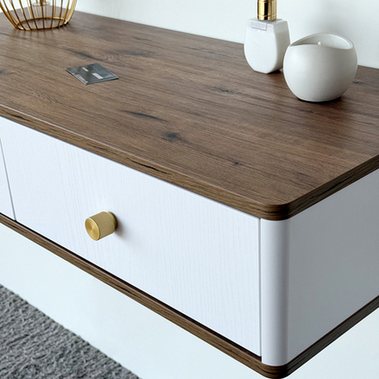 Подвесной туалетный столик консоль Royal 5310 эко (Дуб Веллингтон-р.золото)