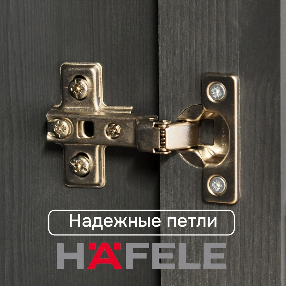 Шкаф Лена 4 двери из сосны, с полками (верхняя часть буфета Лена), серый/антик