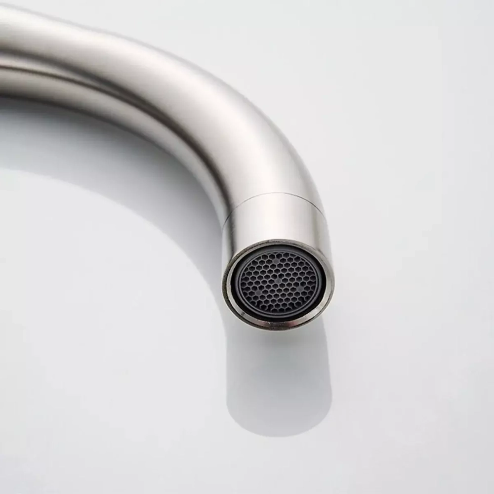 Смеситель для кухни высокий с гайкой LEDEME L74016 нержавеющая сталь