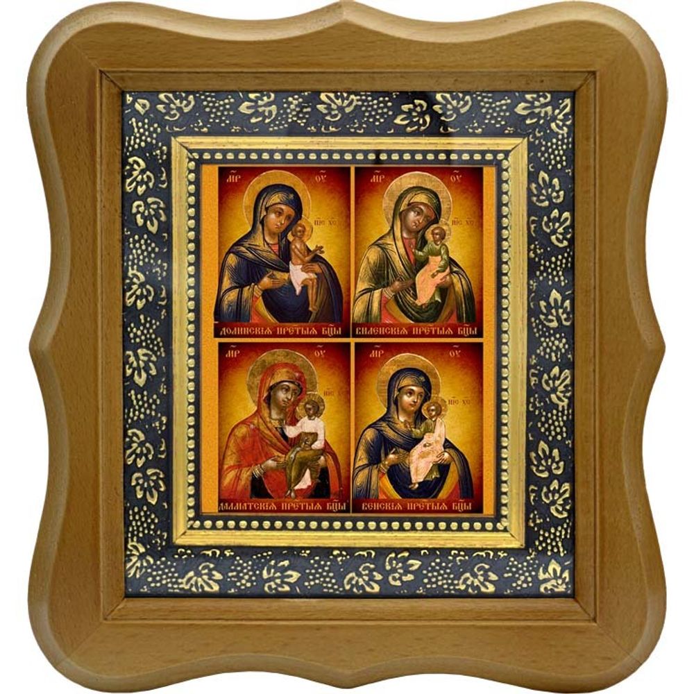 Четырехчастная икона Божьей Матери на холсте: Долинская, Виленская, Далматская, Венская.