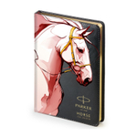 Подарочный набор: Шариковая ручка Parker Jotter Horse Special Edition в подарочной коробке и ежедневник недатированный черный с золотым срезом