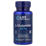 Life Extension, L-глютамин, 500 мг, 100 вегетарианских капсул