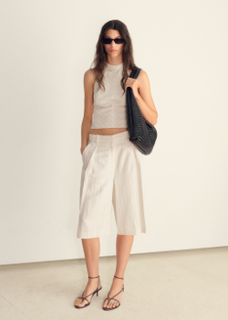 Бермуды из смесового льна в полоску