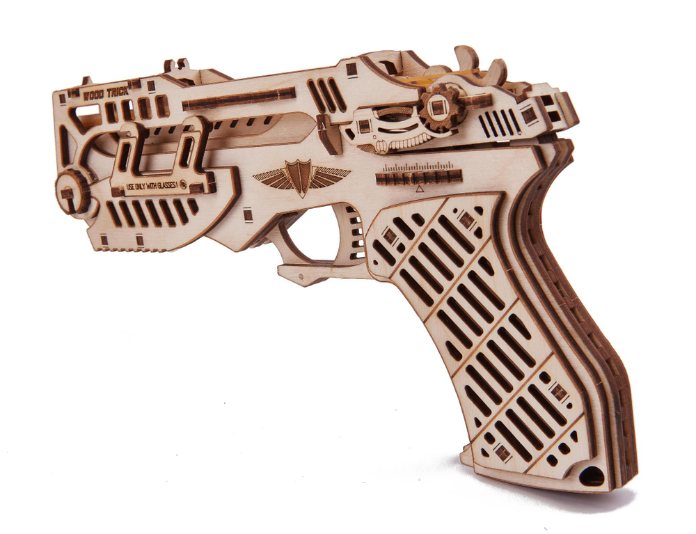 Сборная модель из дерева Wood Trick Кибер Пистолет с мишенями