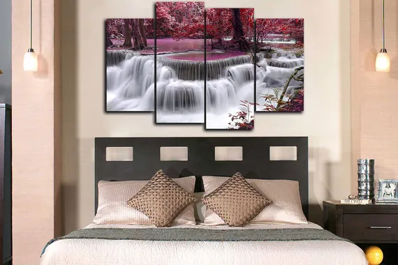 Модульная картина "Красный водопад"