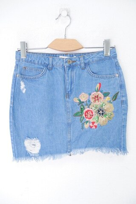 Юбка Koton джинсовая с вышивкой 42 размер