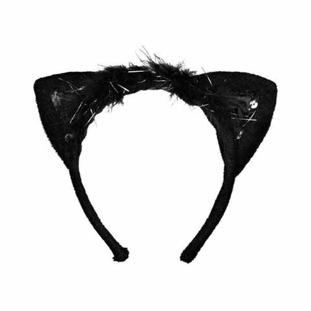 Ободок Ушки Кошки Люкс черный /A