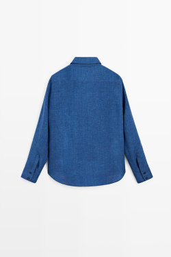 Massimo Dutti Струящаяся рубашка из 100% льна, индиго
