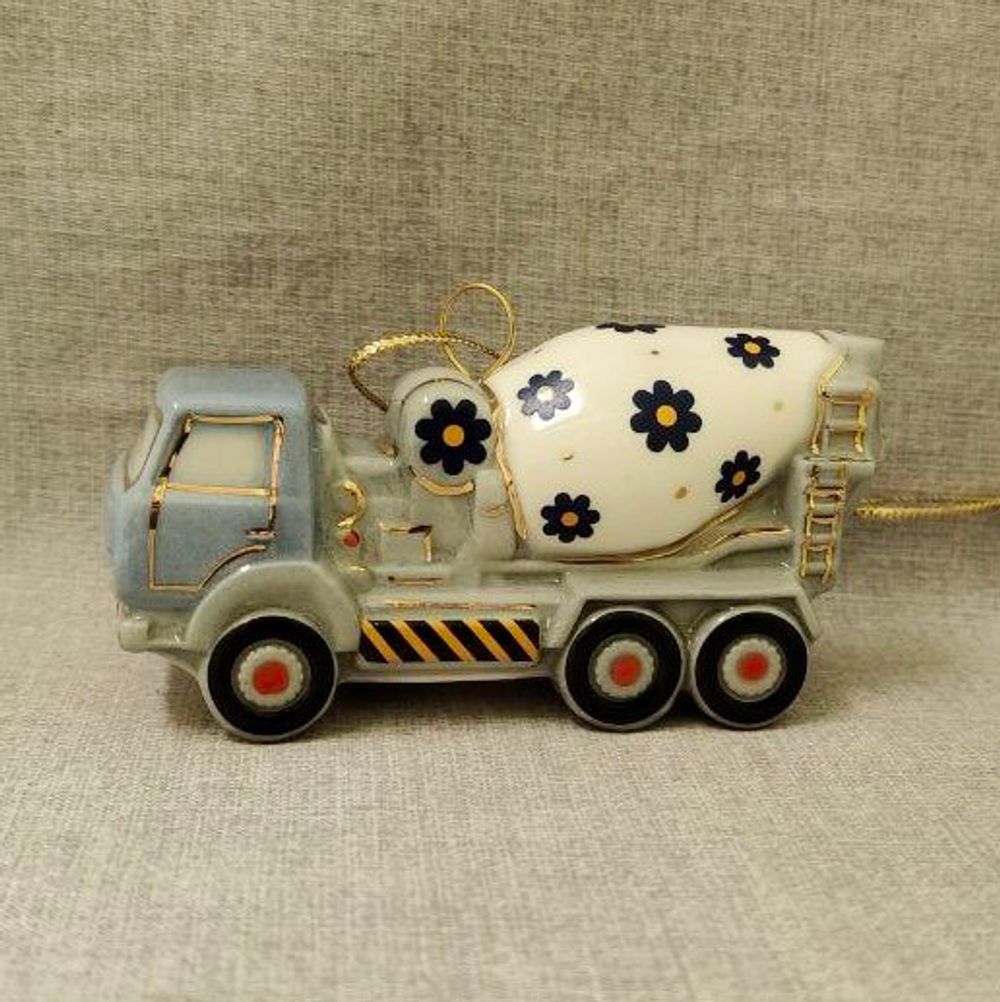 Фарфоровая ёлочная игрушка "Бетономешалка"