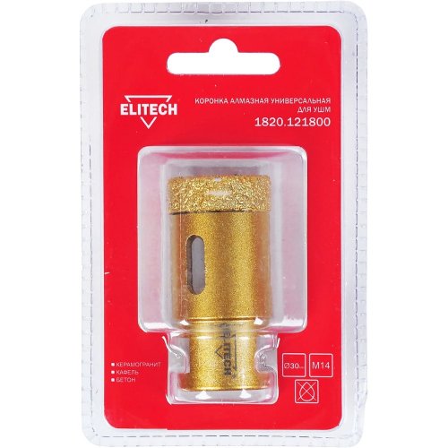 Коронка алмазная ELITECH 30мм*М14