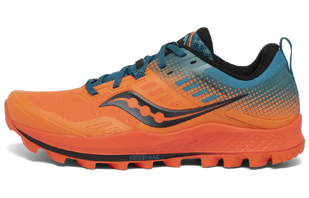 Saucony PEREGRINE 10 ST Peregrine falcon mesh cushioning off-road shock absorption non-slip wear-resistant lightweight low-top running shoes men's orange blue