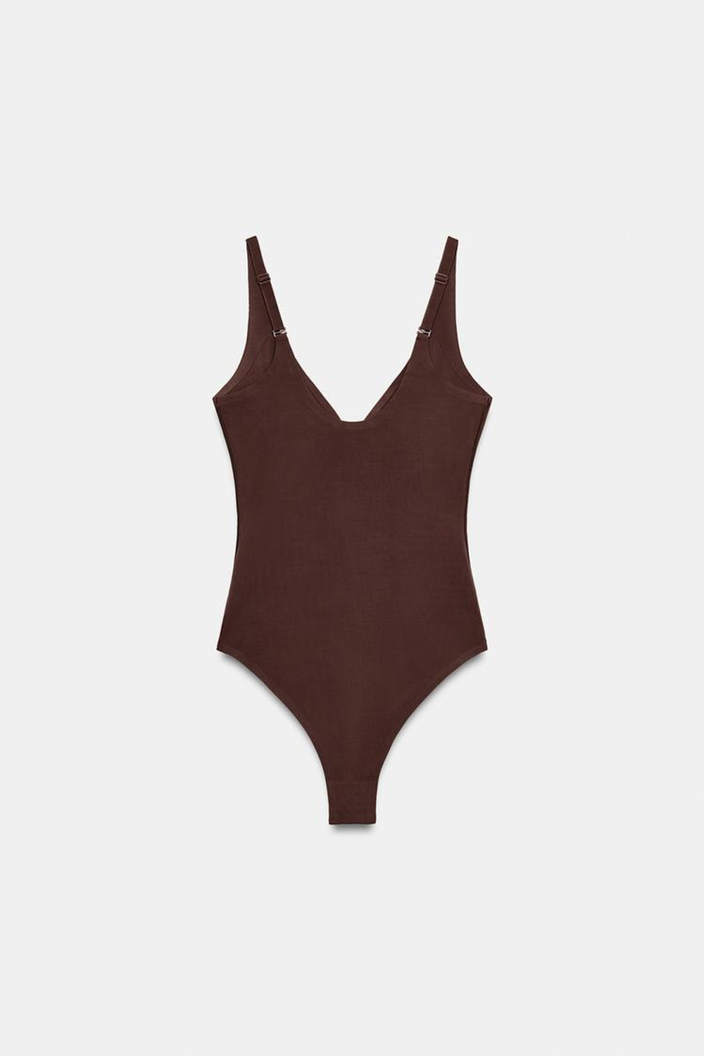 ZARA БОДИ ИЗ СМЕСОВОГО ПОЛИАМИДА, КОРИЧНЕВЫЙ