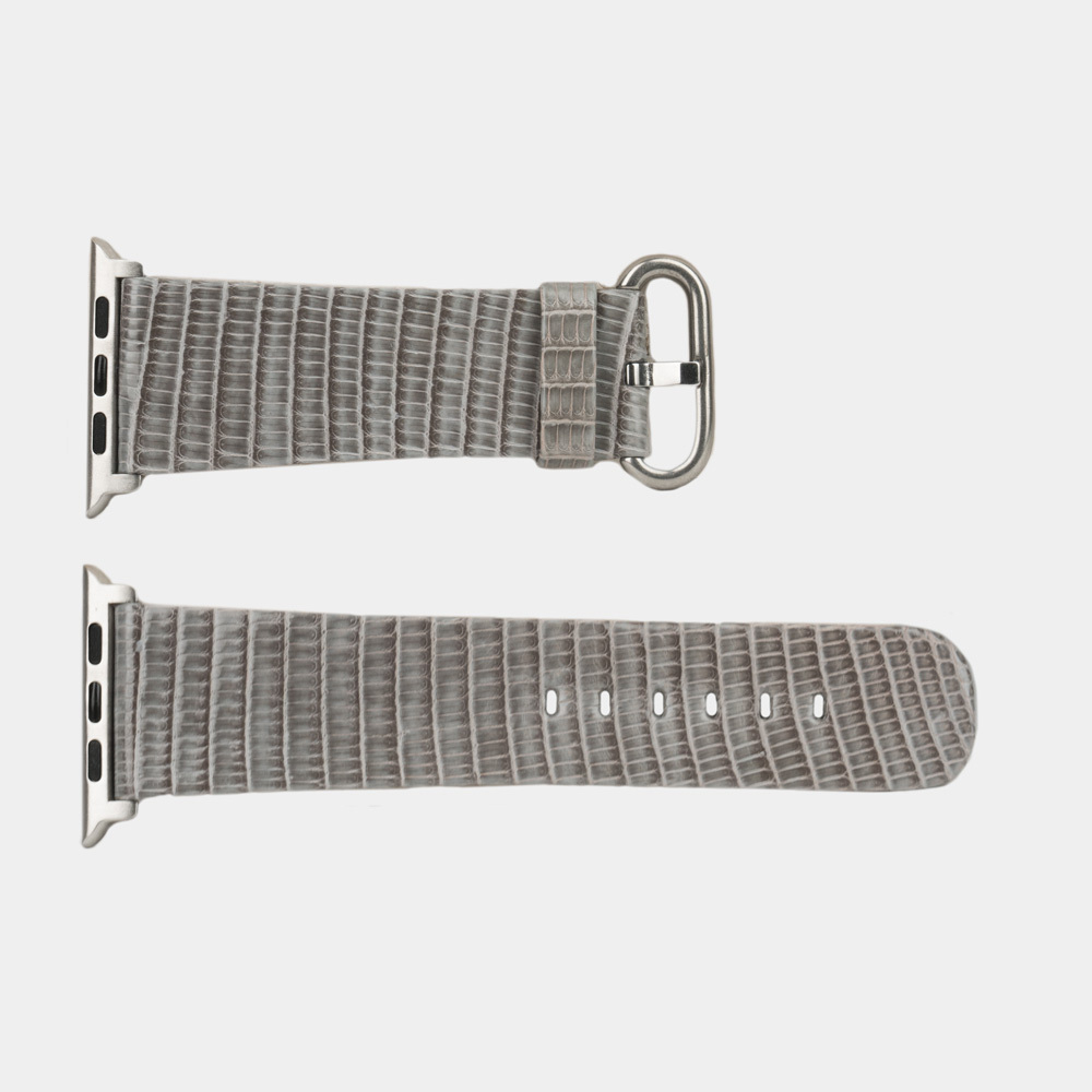 Ремешок для Apple Watch 42/44/45/49mm Classic из кожи ящерицы серого цвета