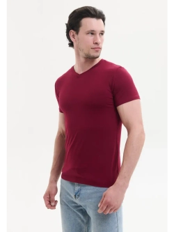 Футболка V-вырез однотонная облегающая