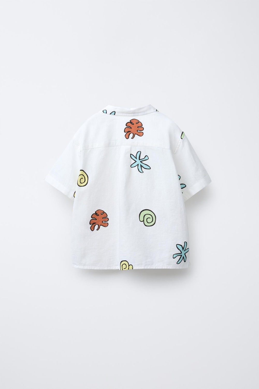 ZARA РУБАШКА С ПРИНТОМ «РАКУШКИ», ЭКРЮ