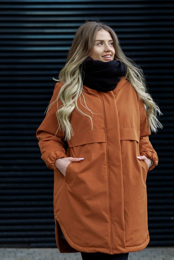 Парка Утепленная женская горчично-терракотовая - фото 11