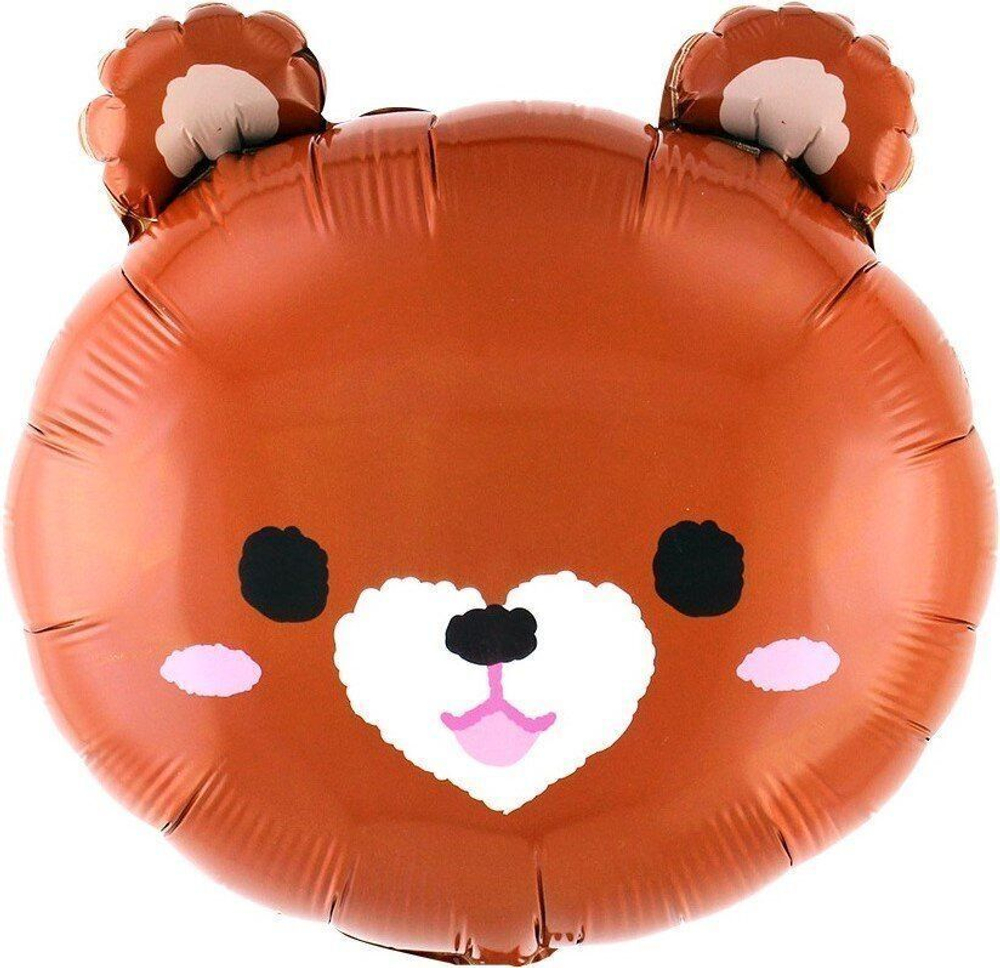 Шар (22""/56 см) Фигура, Голова, Милый мишка, Коричневый, 1 шт. Ж4