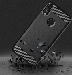 Чехол для Huawei Y6 2019 (Honor 8A Pro) цвет Black (черный), серия Carbon от Caseport
