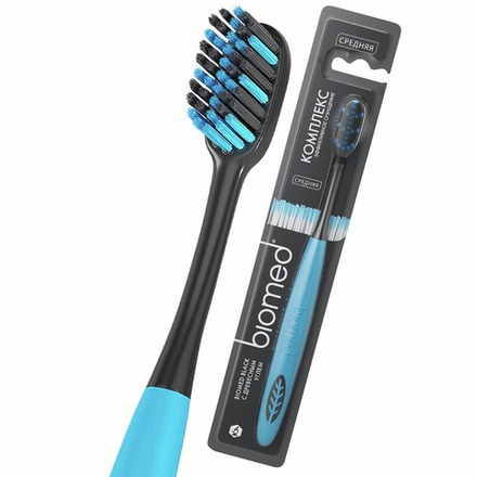 Biomed Зубная щетка комплексная Black, средняя, шт., блок 48шт., Биомед