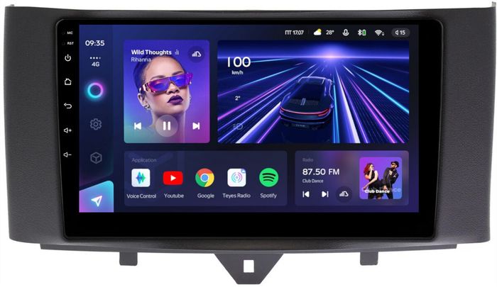 Магнитола для Smart ForTwo W451 2010-2015 - Teyes CC3 монитор 9" QLED на Android 10, Быстрая, CarPlay, 4G SIM-слот