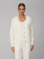 Женский трикотажный костюм-тройка белый с кардиганом