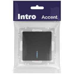 Выключатель Intro Accent 6-102-05 с подсветкой, 10А-250В, IP20, СУ, AL/CU, антрацит