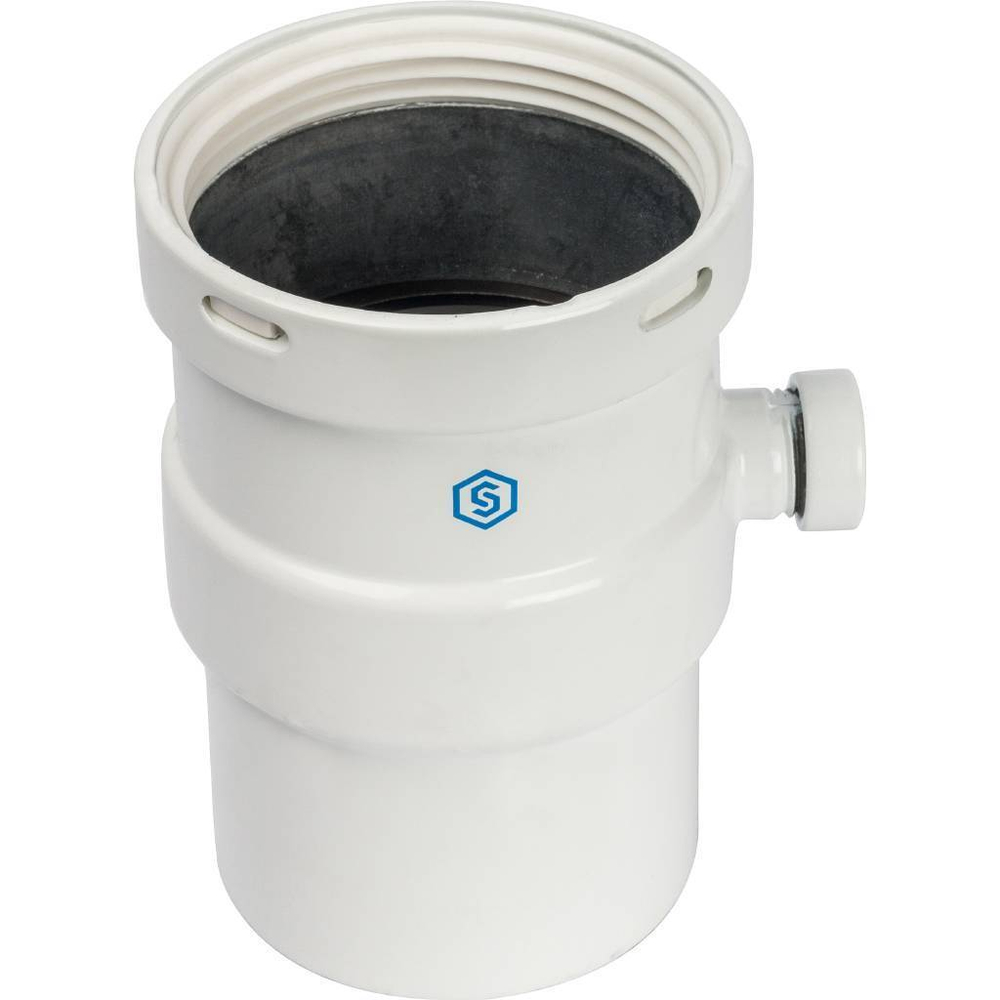 STOUT Элемент дымохода  горизонтальный Ø80  п/м с патрубком для отвода конденсата, лого