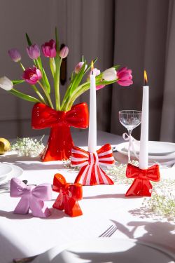 Подсвечник Bow, 11х12х5 см, красно-белый