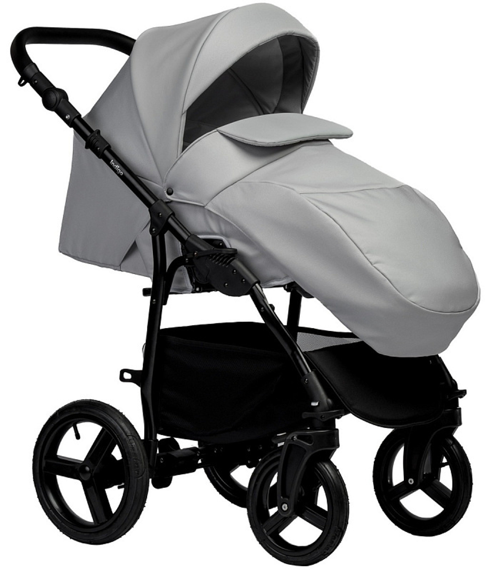 Детская коляска Indigo Impulse Eco 3 в 1 с автокреслом Avionaut Cosmo Ie04 св.серая кожа/св.серый