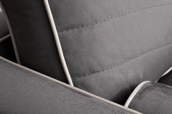 Диван Madrid Memory с кантом трехм. без мех.,велюр серый Colt1003+Colt030