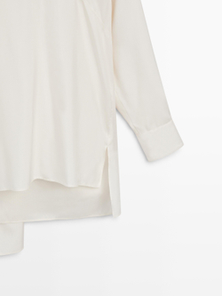 Massimo Dutti Блузка из смесового шелка со шнуровкой - Limited Edition, натуральный