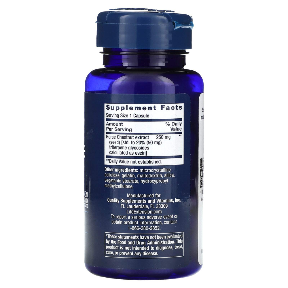 Life Extension, Venotone, стандартизированный конский каштан, 60 капсул (250 мг в 1 капсуле)