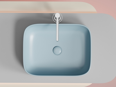 Умывальник чаша накладная прямоугольная (цвет Голубой Матовый) Element 505x380x150мм