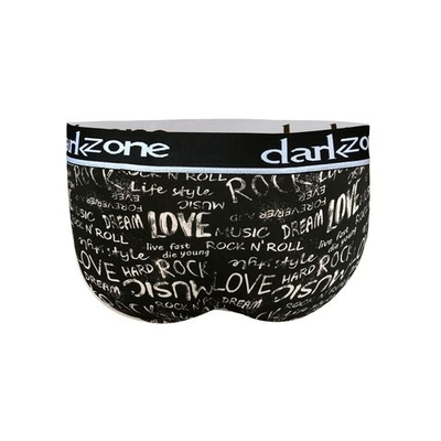 Черные мужские трусы-брифы с вырезом и надписями (Размер: L) (Цвет: черный)