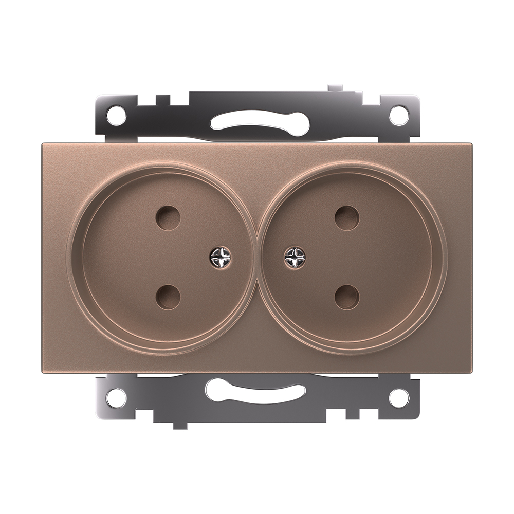 Розетка 2-местная б/з (механизм), STEKKER GLS10-7113-02, 250В, 10А с защитной шторкой, серия Катрин, шампань 39597