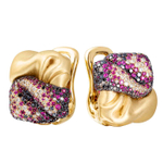 Серьги с рубинами, черными бриллиантами и бриллиантами шампань, E0132-0/6