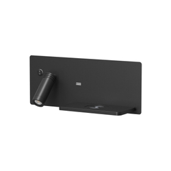 Светильник настенный CHARGELUX, с функцией беспроводной зарядки, USB-A , 3Вт+8Вт, 3000К, правый, алюминий, черный