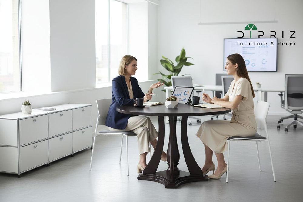 Стол кухонный, 120х120х75, Эванс, обеденный, круглый, из массива дерева, темный орех, Dipriz